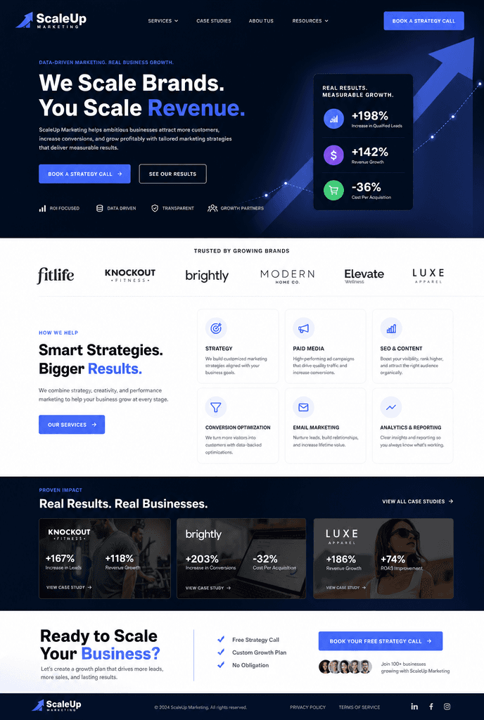 ScaleUp Marketing website landing page preview